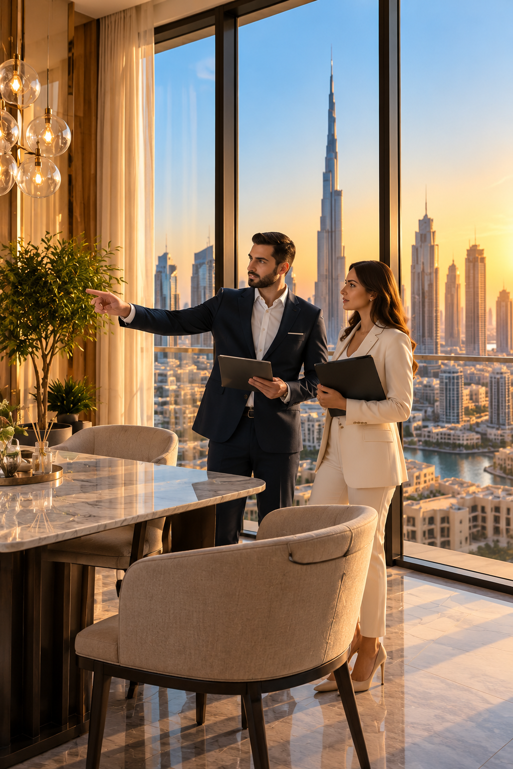 Modern apartment living room with city view